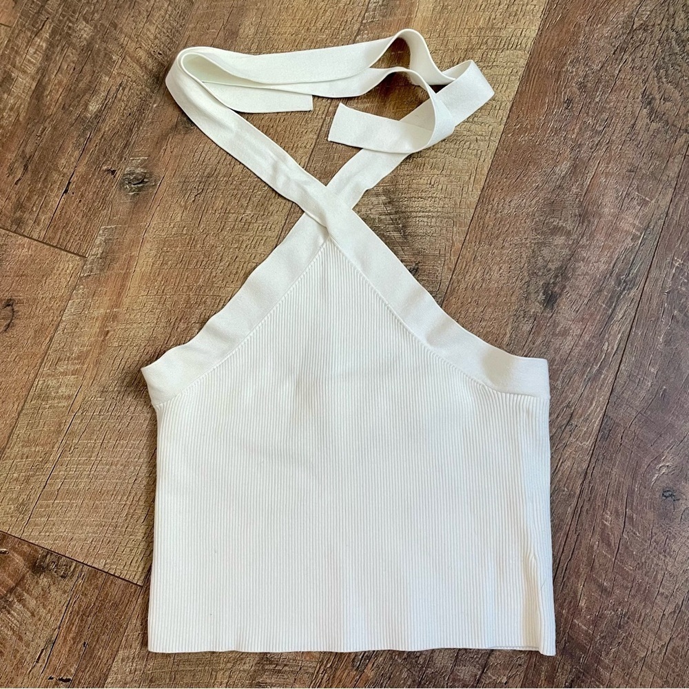 Aritzia Wilfred Cayenne Knit Halter Top White Size Extra Large